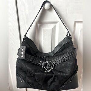 NWT XOXO Print Vintage Black Shoulder Bag